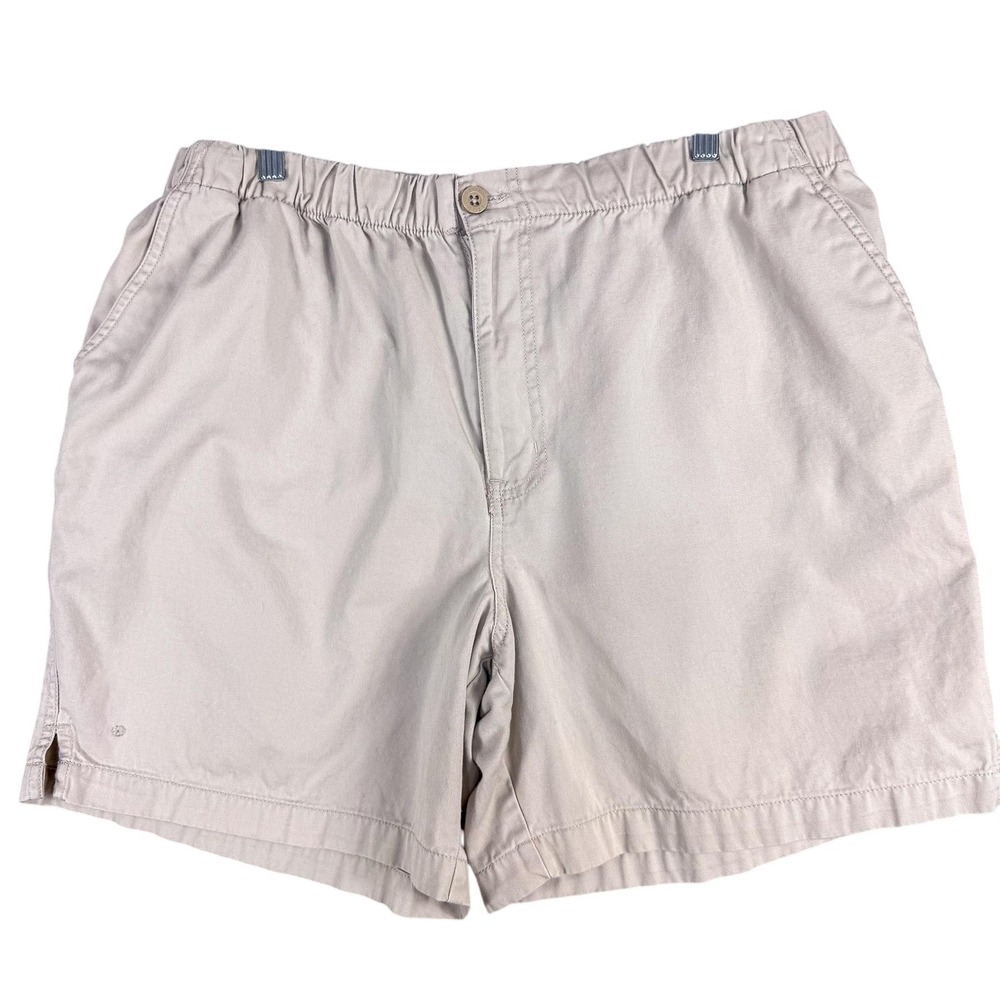 Izod PFX Shorts Mens XL Khaki Cotton Elastic Waist Drawstring‎ Casual Comfort